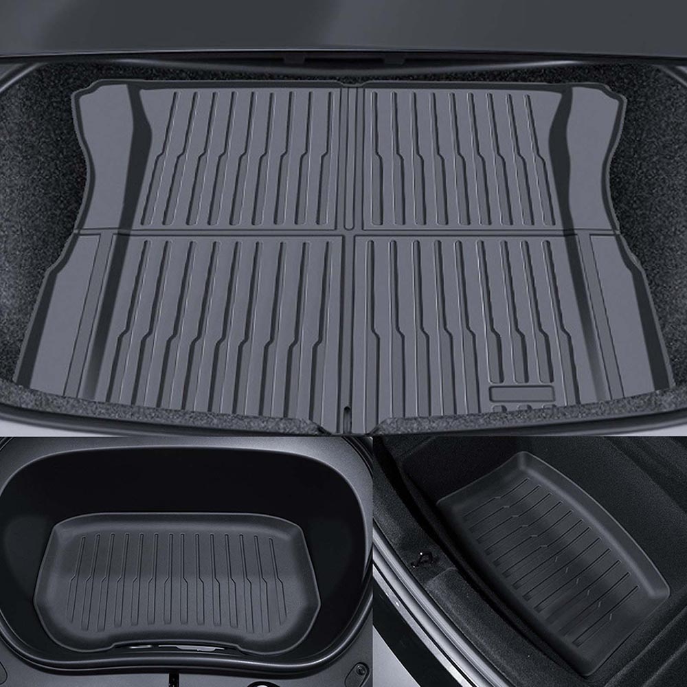Tesla Model 3 Highland All Weather Cargo Liners Trunk Mats Front and Rear Frunk Trunk Tray Mats Protector 3PC