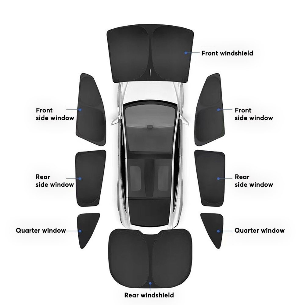 Tesla Model 3 Highland 8 PCS Windshield Sunshade Front Rear Side Window Privacy Sun Shade Privacy Cover Sun Visor