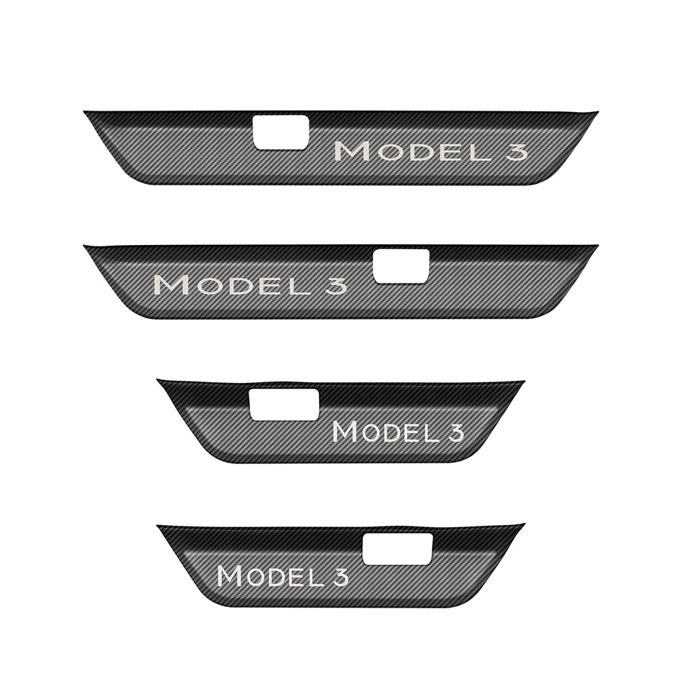 Tesla model 3 Highland 4PCS Car Door Sill Protector Anti Scratch  carbon fibre Car Door Protector Edge Guards for Door Steps Universal Waterproof Door Threshold Strips Exterior Accessories 