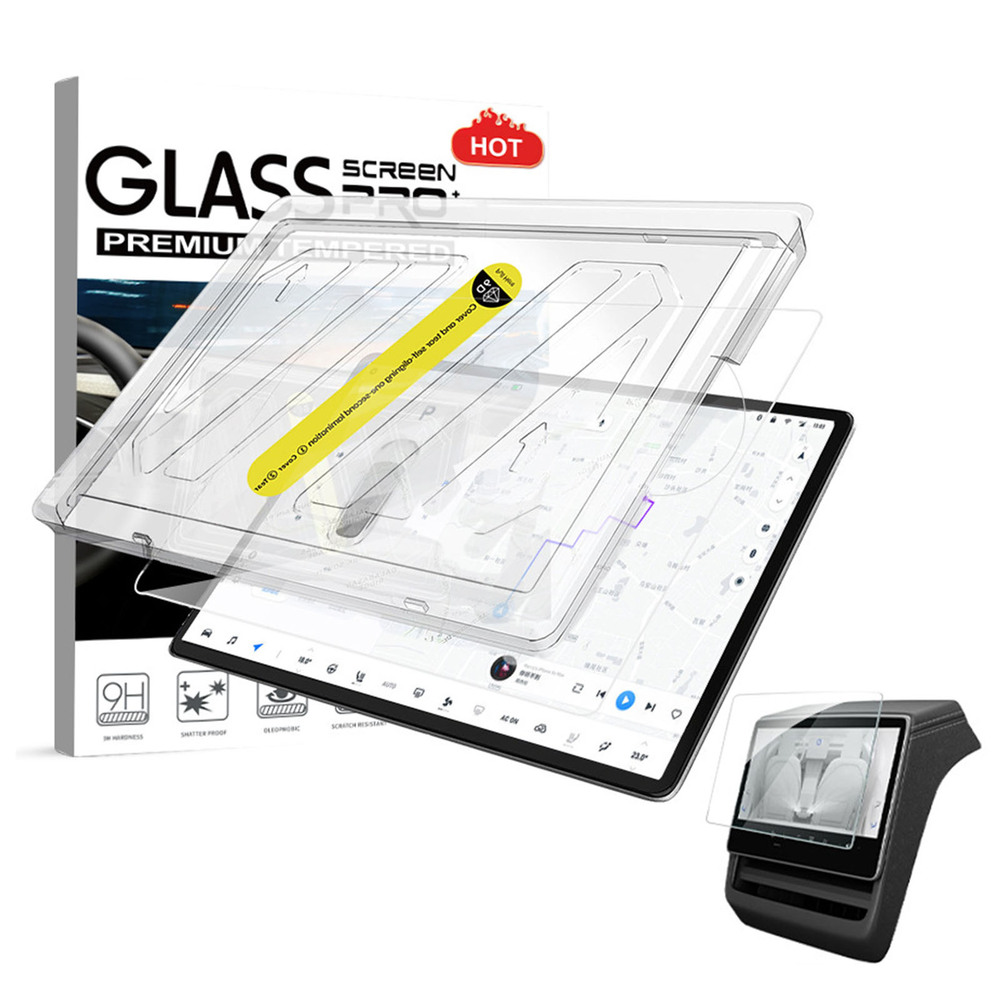 Tesla Model 3 Highland Model Y Juniper  Screen Protector  9H Tempered Glass Fit  Front Rear Screen with Alignment Kit Accessories DH clear 2pc