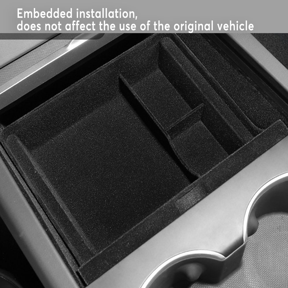 Center Console Organizer Tray for  Tesla Model 3 Highland  Model Y Juniper Flocked  Storage Box Interior Accessories